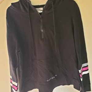 Black Hoodie with White, Silver & Pink Stripes